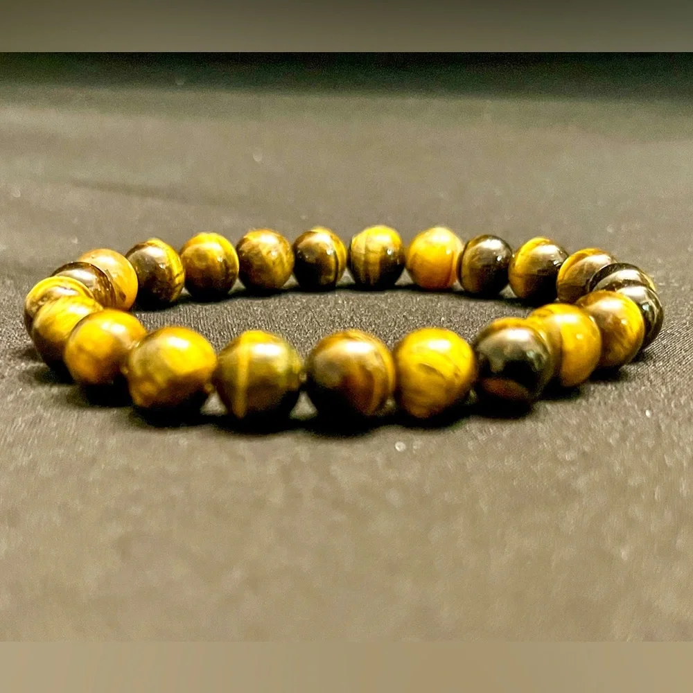 8mm Tiger Eye Stone Beaded Bracelet Healing Crystal Beaded Bracelet - Picture 5 of 6